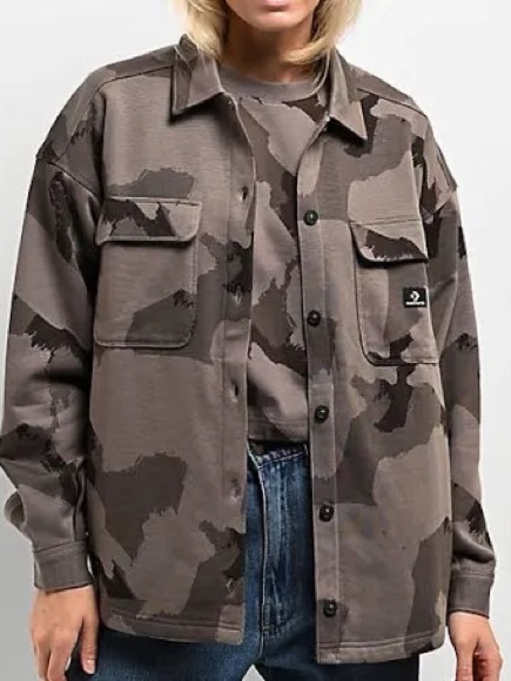 Converse Women’s Taupe & Dark Brown Camo Shirt Jacket